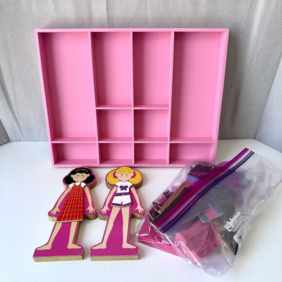 Melissa And Doug Abby And Emma Deluxe Magnetic Wooden Dress Up Dolls Play Set - Picture 3 of 5